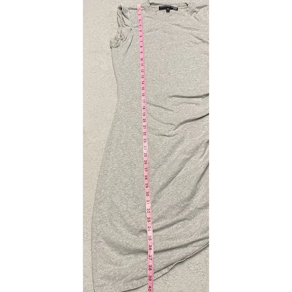 Veronica Beard Dress Small Grey Brompton Stretch Side Ruching Asymmetrical Midi‎
